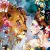 Woman With Lion Animals Paint By Numbers