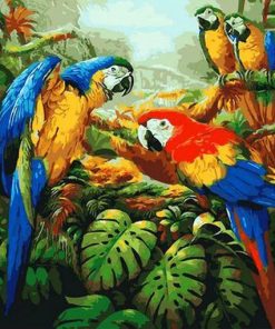 Colorful Parrots - DIY Paint By Numbers - Numeral Paint