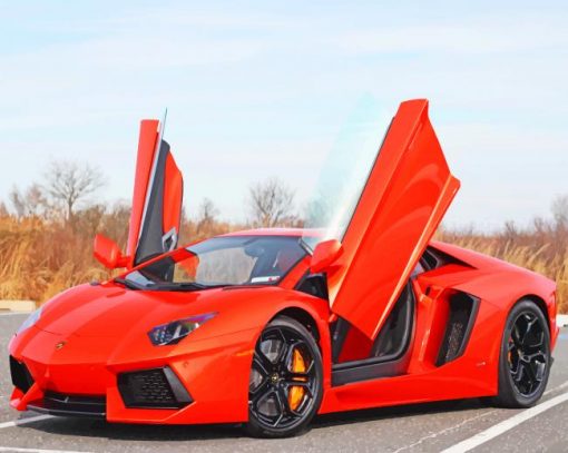 Red Lamborghini paint by numbers