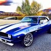 Blue Camaro Car paint by numbers