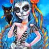 Sugar Skull Woman With A Black Cat paint by numbers