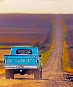 Blue Truck On A Road paint by numbers