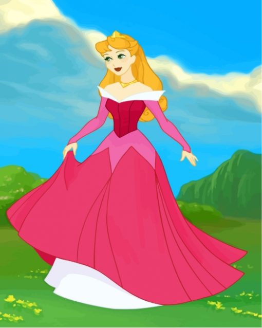 Aurora In Pink Dress Paint by numbers