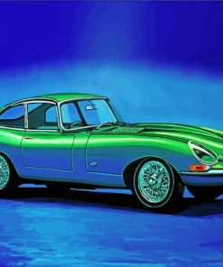 Green Jaguar Car paint by numbers