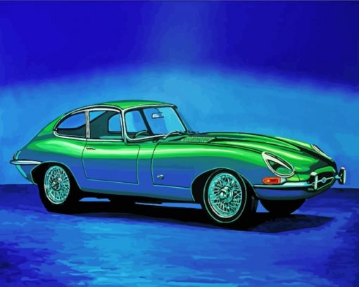 Green Jaguar Car paint by numbers