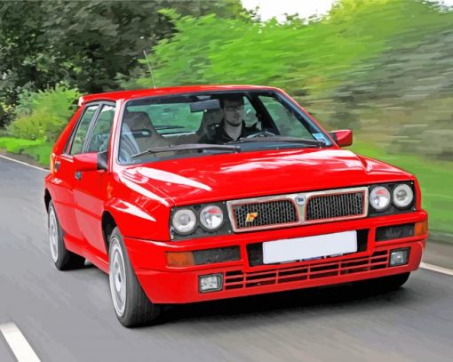 Aesthetic Red Lancia Car paint by numbers