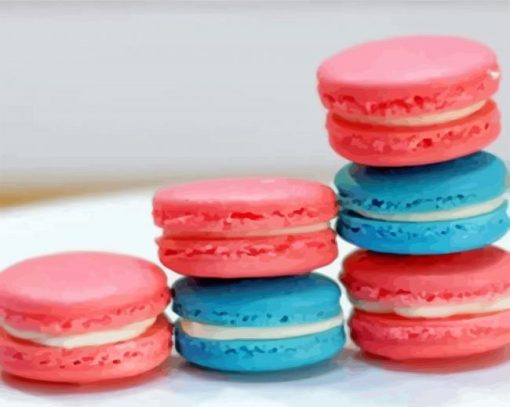 Blue And Pink Macaroons paint by numbers