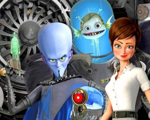 Megamind And Minion And Roxa paint by numbers