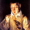 A Boy Blowing On An Ember To Light A candle El Greco paint by number