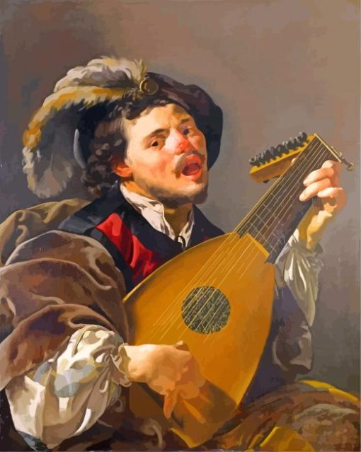 Man Playing A Lute Hendrick ter Brugghen paint by numbers