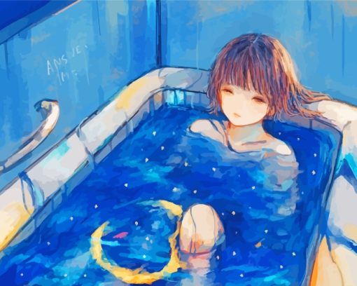 Anime Girl In Bathroom paint by numbers