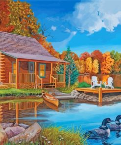 Autumn Lakesiede cottage paint by numbers