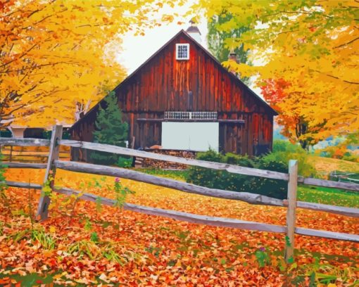 Autumn Vermont Cottage paint by numbers