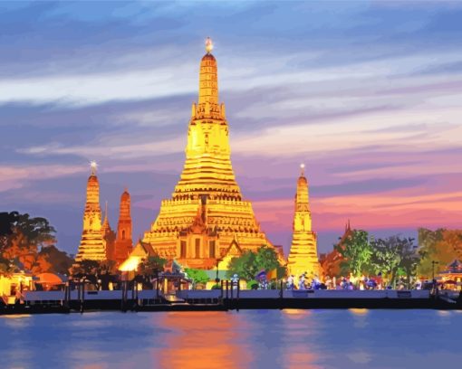 Bangkok Wat Arun Temple paint by number