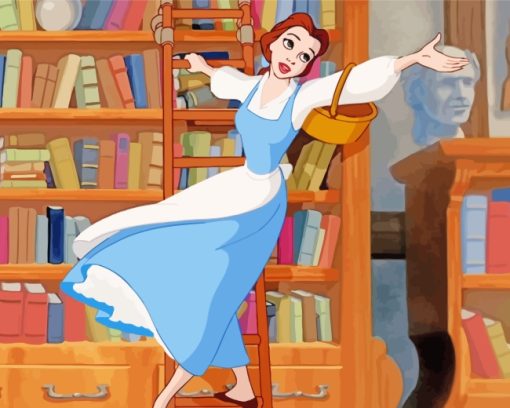 Belle Princess In Library Paint by numbers