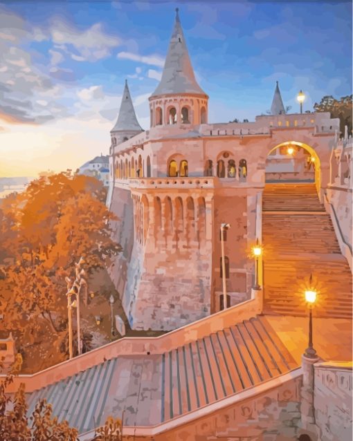 Budapest Hugary Fishermans Bastion paint by number