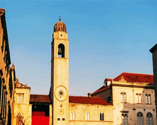 Clocktower Dubrovnik paint by number