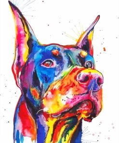 Colorfull Doberman Head paint by numbers