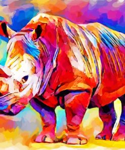 Colorful Rhino Art paint by numbers