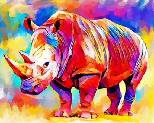 Colorful Rhino Art paint by numbers