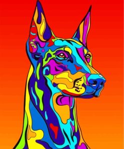 Colorful Illustration Doberman paint by numbers