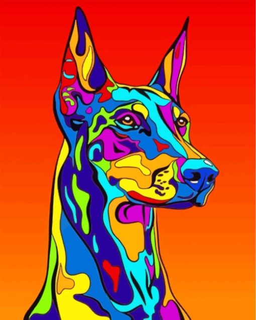 Colorful Illustration Doberman paint by numbers