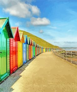 Colourful Whitby Huts paint by numbers