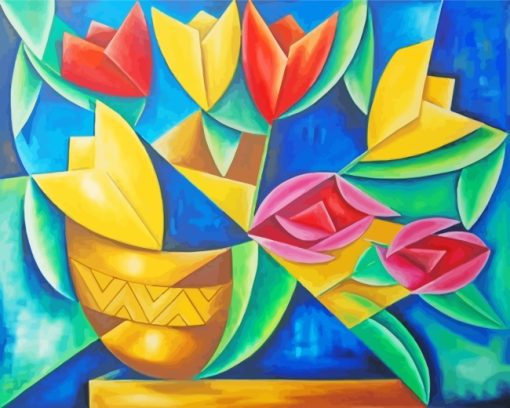 Cubism Flowers Art paint by numbers