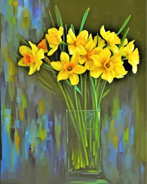 Daffodil Flowers Vase paint by numbers