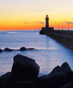 Duluth Harbor North Breakwater Light Shilouette paint by numbers