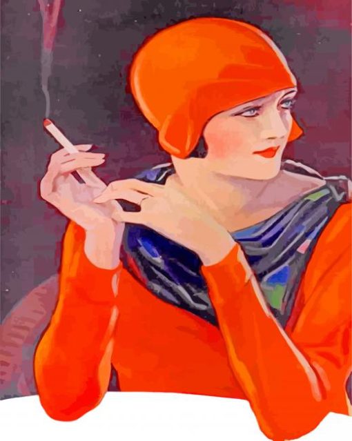 Flapper Deco Lady Smoking paint by numbers