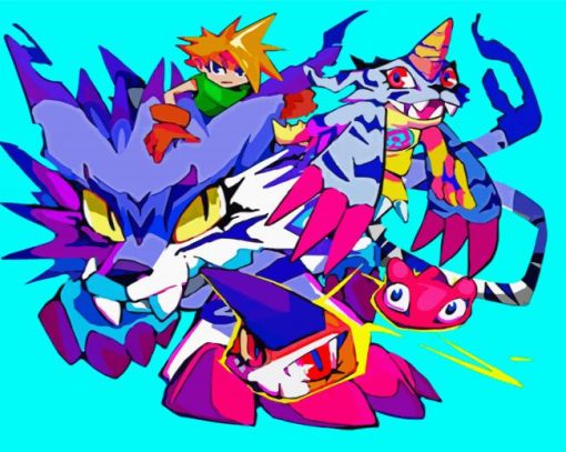 Gabumon Digimon paint by number