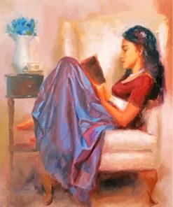 Girl Reading Book Art paint by number