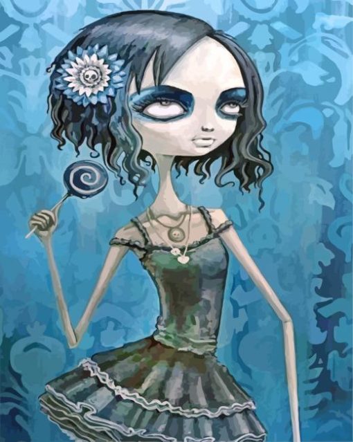 Goth Girl Cartoon paint by numbers