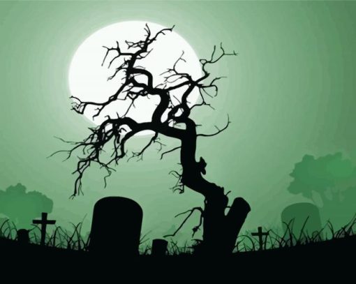 Graveyard Silhouette paint by numbers