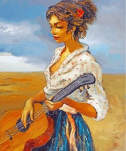 Guitarist Girl Art paint by numbers