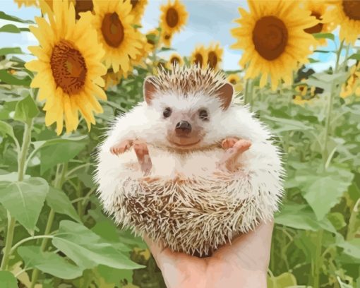 Hedgehog And Flowers paint by numbers