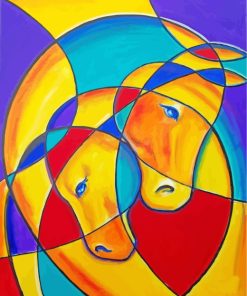 Horses Cubism paint by numbers