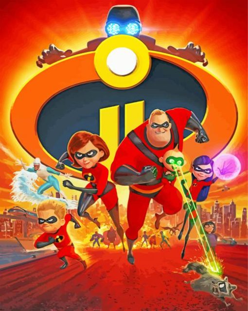 The Incredibles Disney Animated Movie paint by numbers