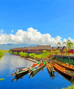 Inle Lake Myanmar paint by numbers