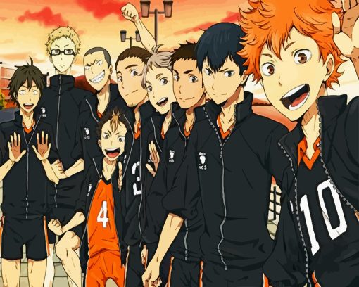 Karasuno High Members Haikyuu paint by numbers