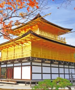 Aesthetic Kinkaku Ji Temple Kyoto paint by numbers