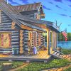 Lakeside Rustic Cabin paint by number