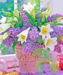 Lilacs And Lilies Vase Paint by numbers