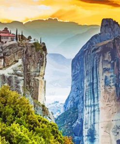 Aesthetic Meteora Greek paint by numbers