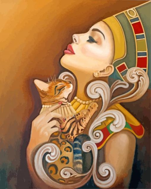 Nefretiti And Her Egyptian Cat paint by numbers