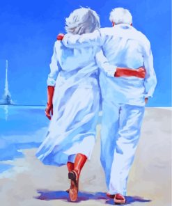 Old Couple On Beach paint by numbers