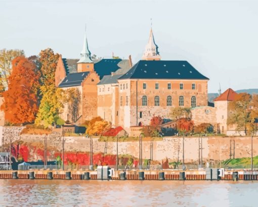 Oslo Akershus Fortress Castle paint by numbers