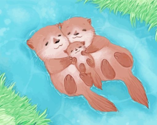 Otter Family paint by numbers