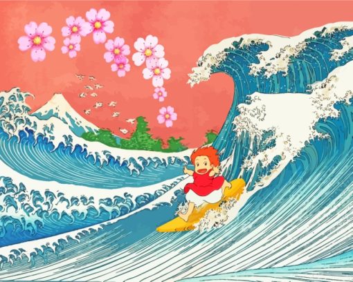 Ponyo Surfing paint by numbers